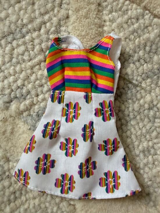 Barbie Other - Vintage Y2K Barbie Rainbow Stripe Floral Dress Doll Clothes Mattel Fashion
